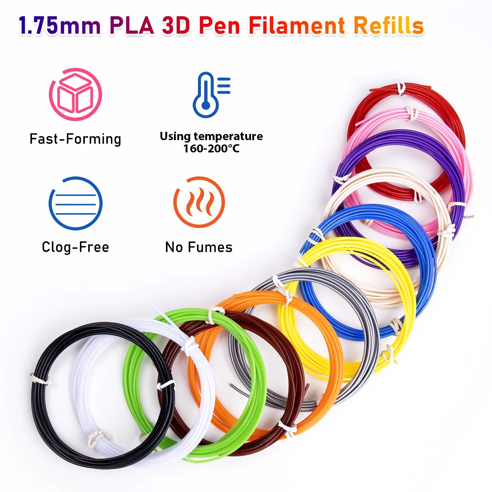 Pack 32 couleurs – Filament PLA 1.75 mm pour stylo 3D (96 m total)